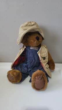 Boyds Bears Bearwear 14" Plush Bear in Fishing Safari Vest Hat & Overalls